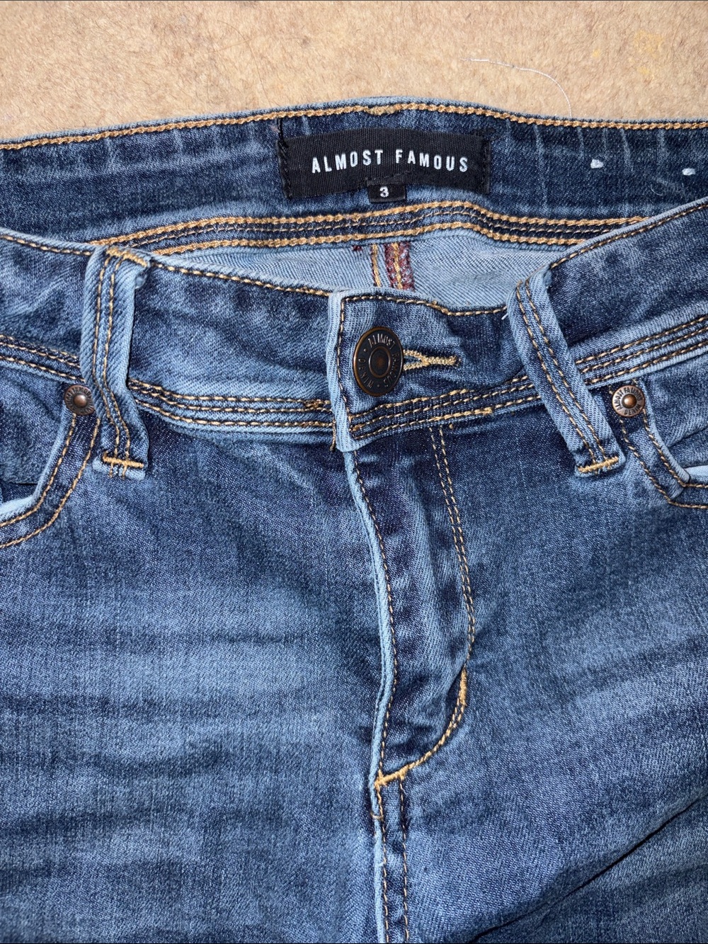 Almost Famous Medium Blue Denim Jeans with Contrast Stitching